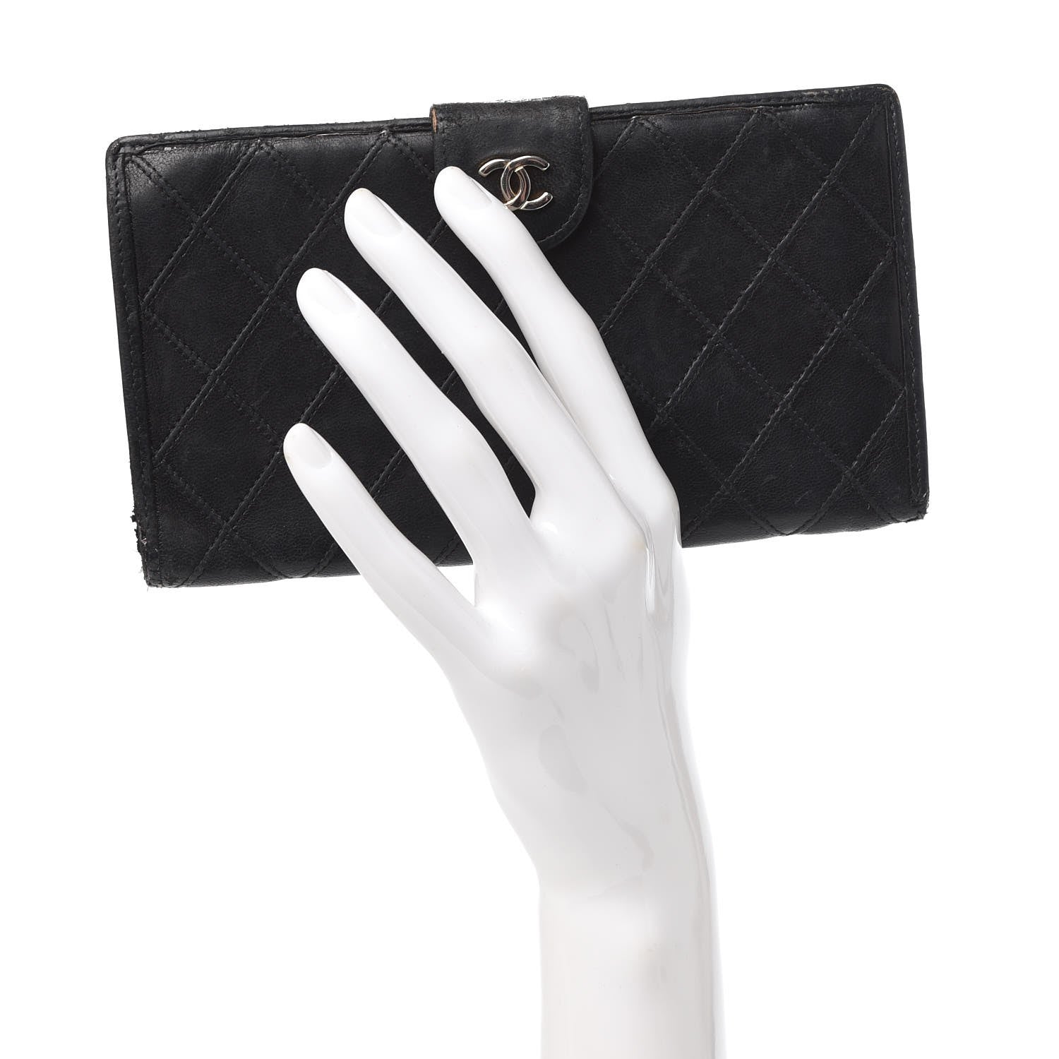Chanel Lambskin Diamond Stitched French Wallet Black 2 of 22