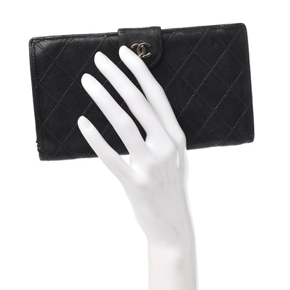 Chanel Lambskin Diamond Stitched French Wallet Black 2 of 22