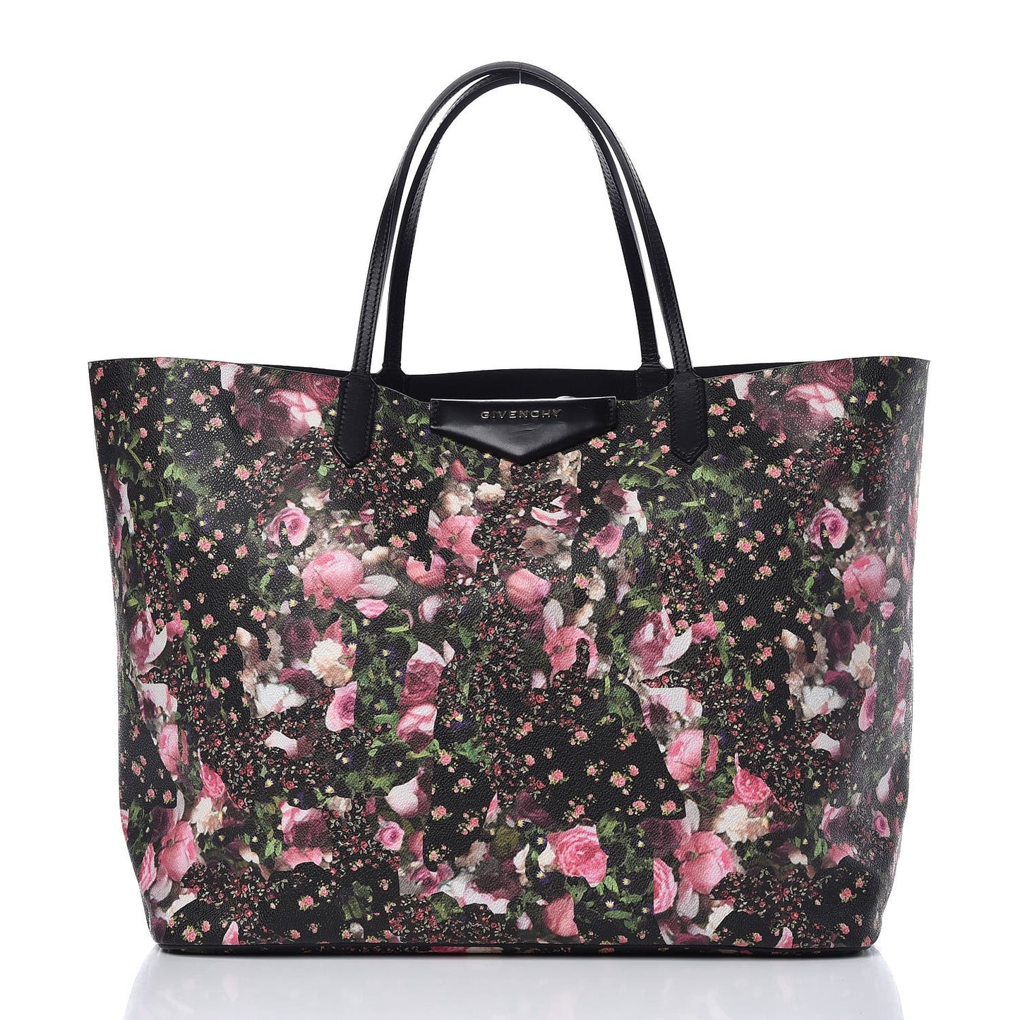 Coated Canvas Roses Camouflage Print Large Antigona Tote Black
