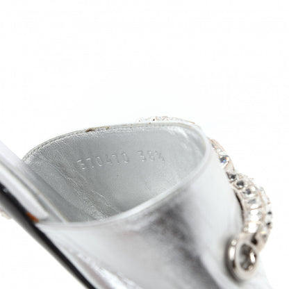 Gucci Metallic Nappa Crystal Maxine Horsebit Slide Sandals 38.5 Silver 10 of 10