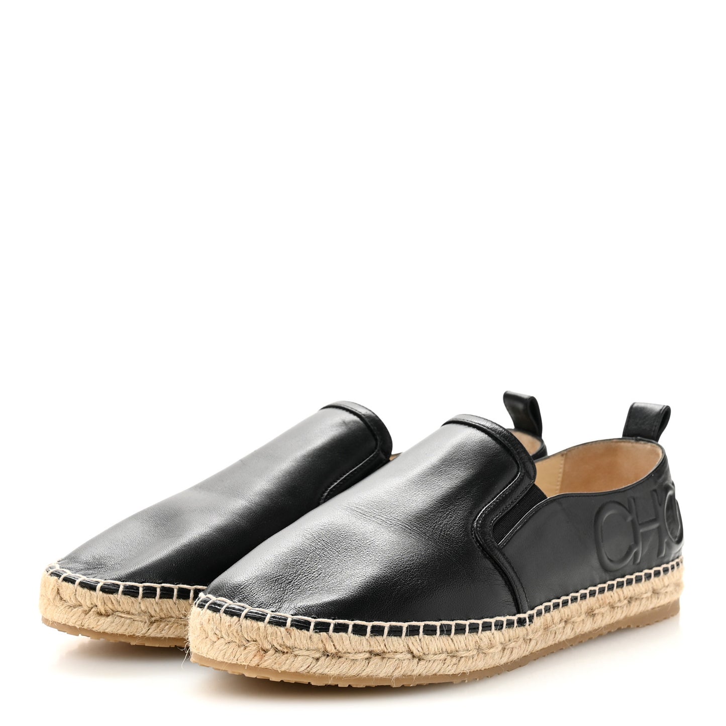 Calfskin Litchi Flat Espadrilles 39 Black