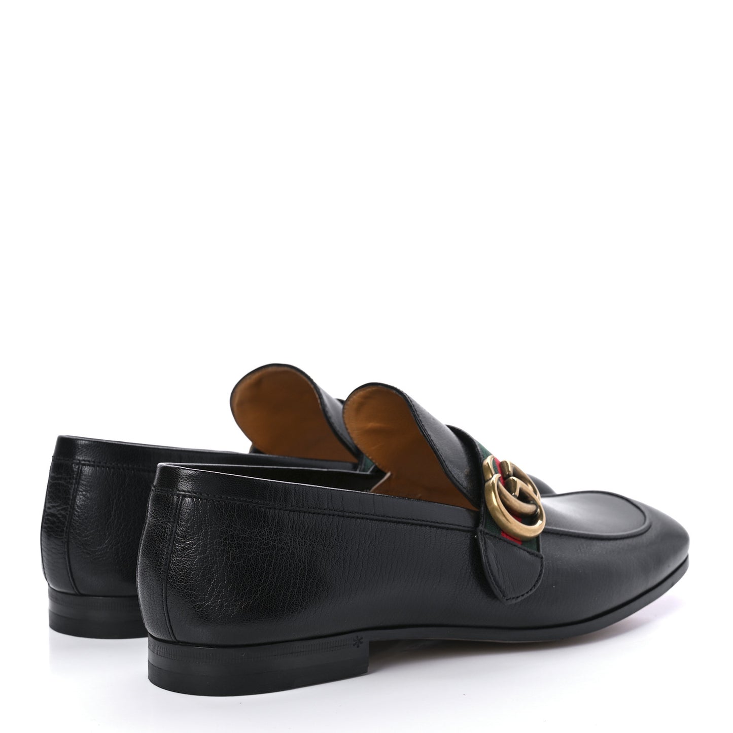 Goatskin Web Mens GG Loafers 7 Black