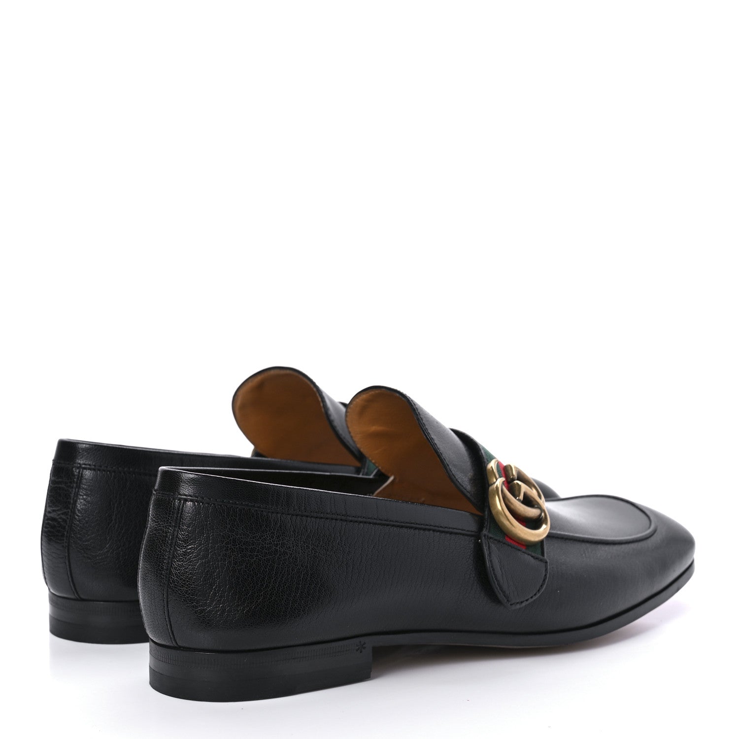 Gucci Goatskin Web Mens GG Loafers 7 Black 4 of 8
