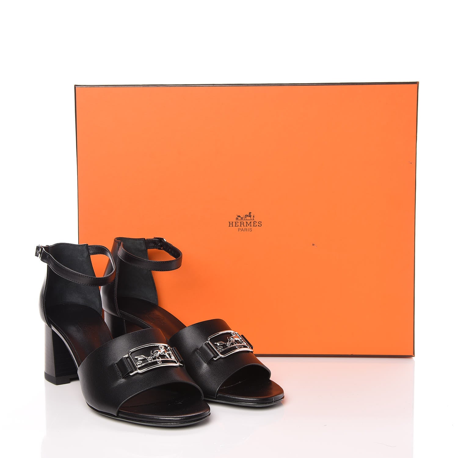 Hermes Calfskin Viaggio 60 Sandals 37.5 Black 12 of 12