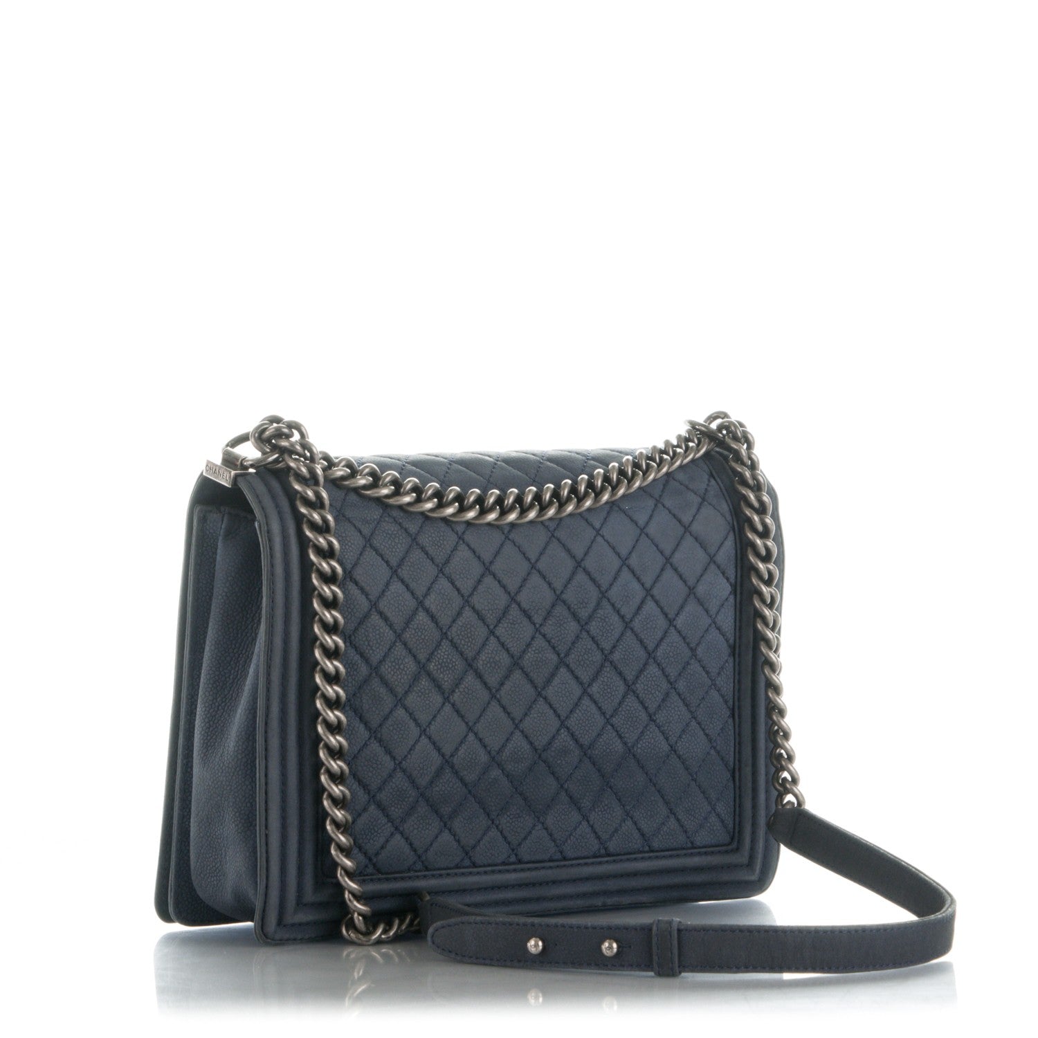 Chanel Iridescent Caviar Quilted Large Boy Flap Navy Blue 3 of 11