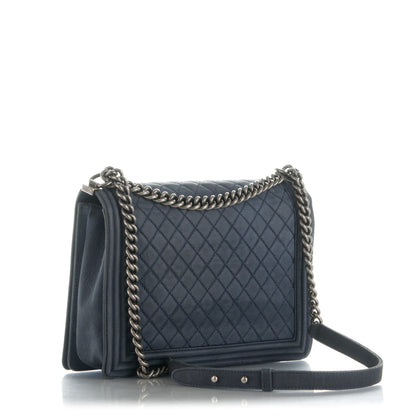 Chanel Iridescent Caviar Quilted Large Boy Flap Navy Blue 3 of 11