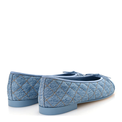 Chanel Denim Quilted CC Cap Toe Ballerina Flats 40.5 Light Blue 5 of 11