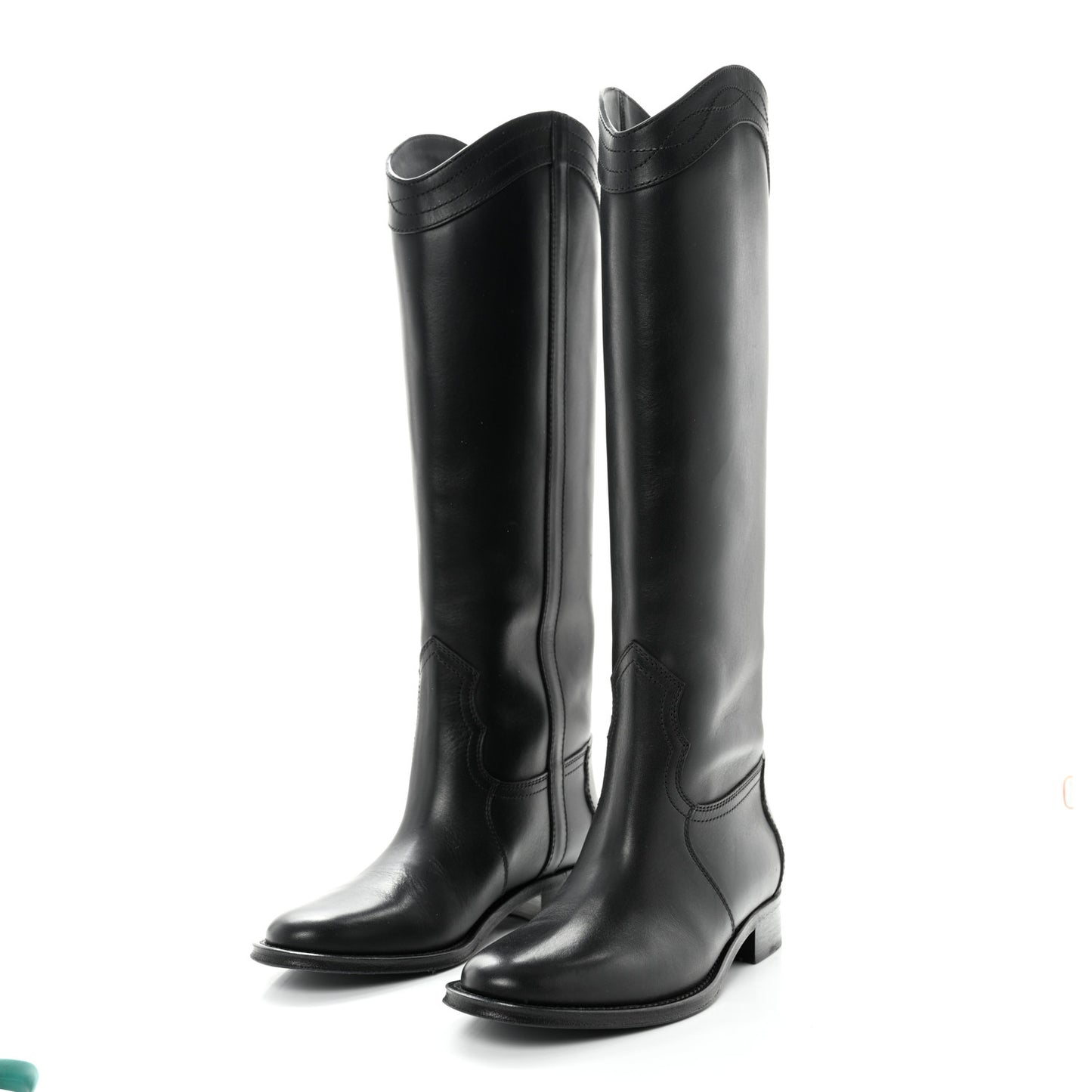 Calfskin Kate 105 Western Knee High Boots 38.5 Black