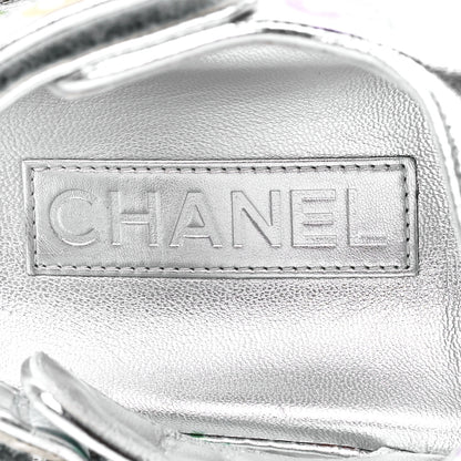 Chanel Laminated Lambskin Printed CC Dad Sandals 38 Silver Multicolor 7 of 8