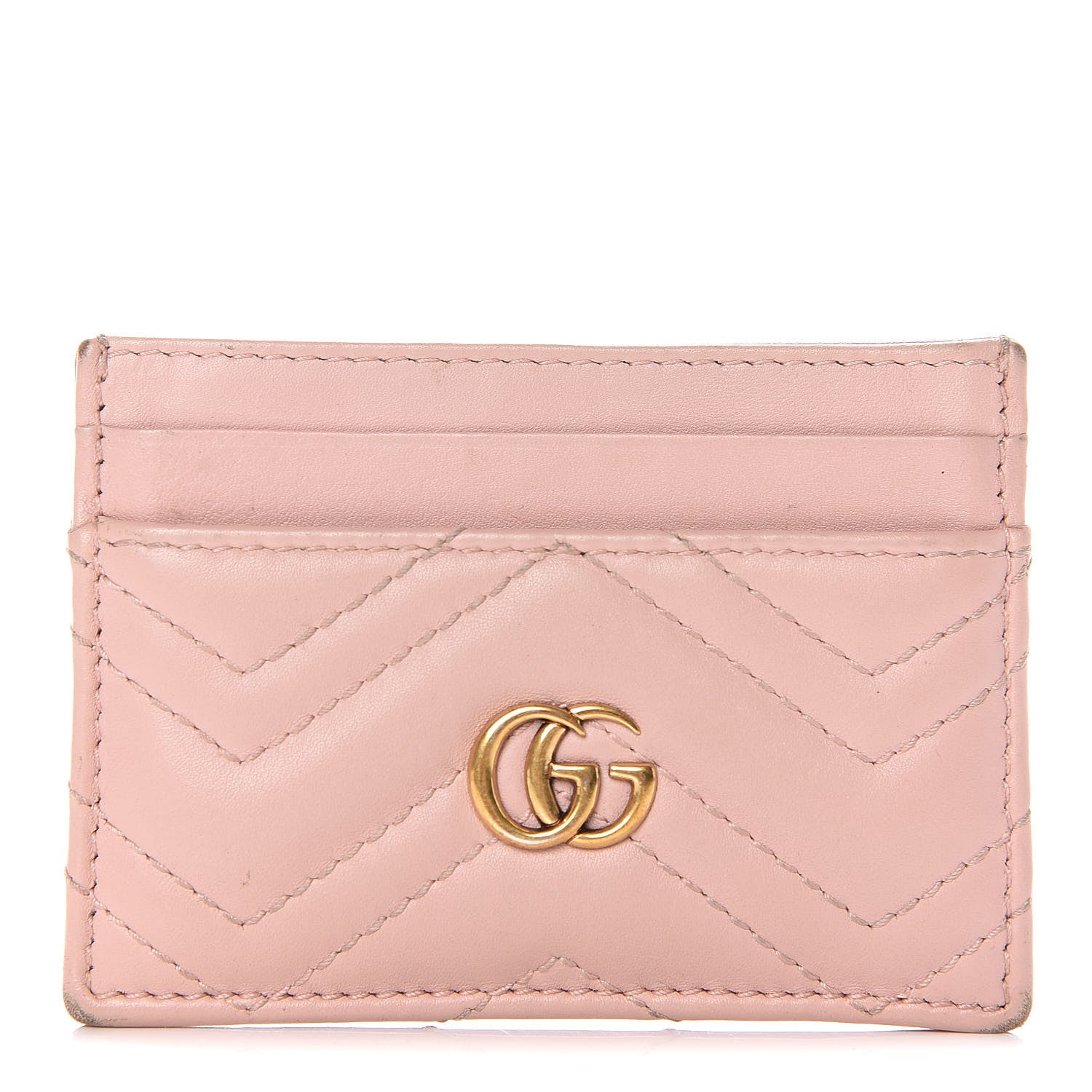 Gucci Calfskin Matelasse GG Marmont Card Holder Perfect Pink 1 of 12