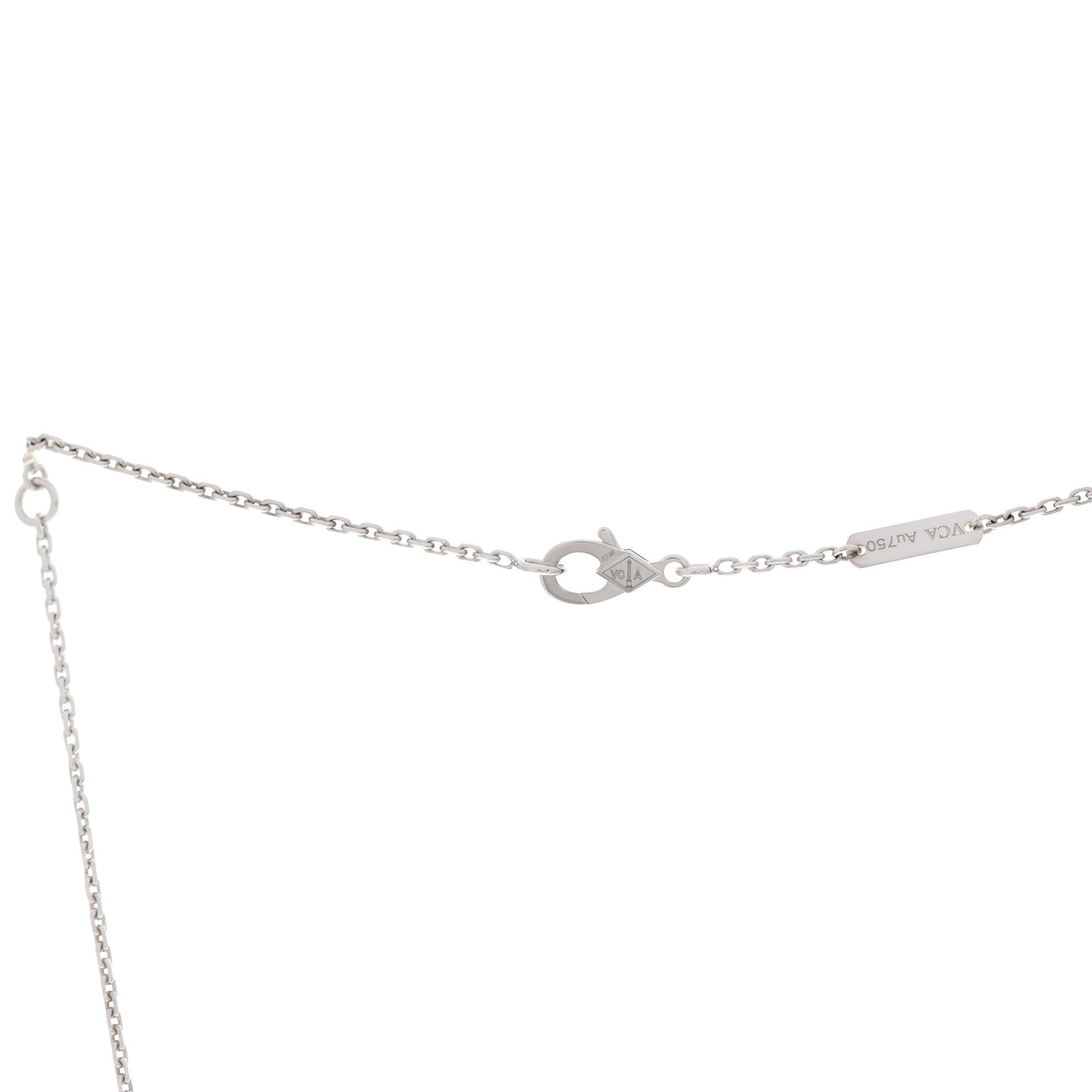 18K White Gold Chalcedony Vintage Alhambra Pendant Necklace