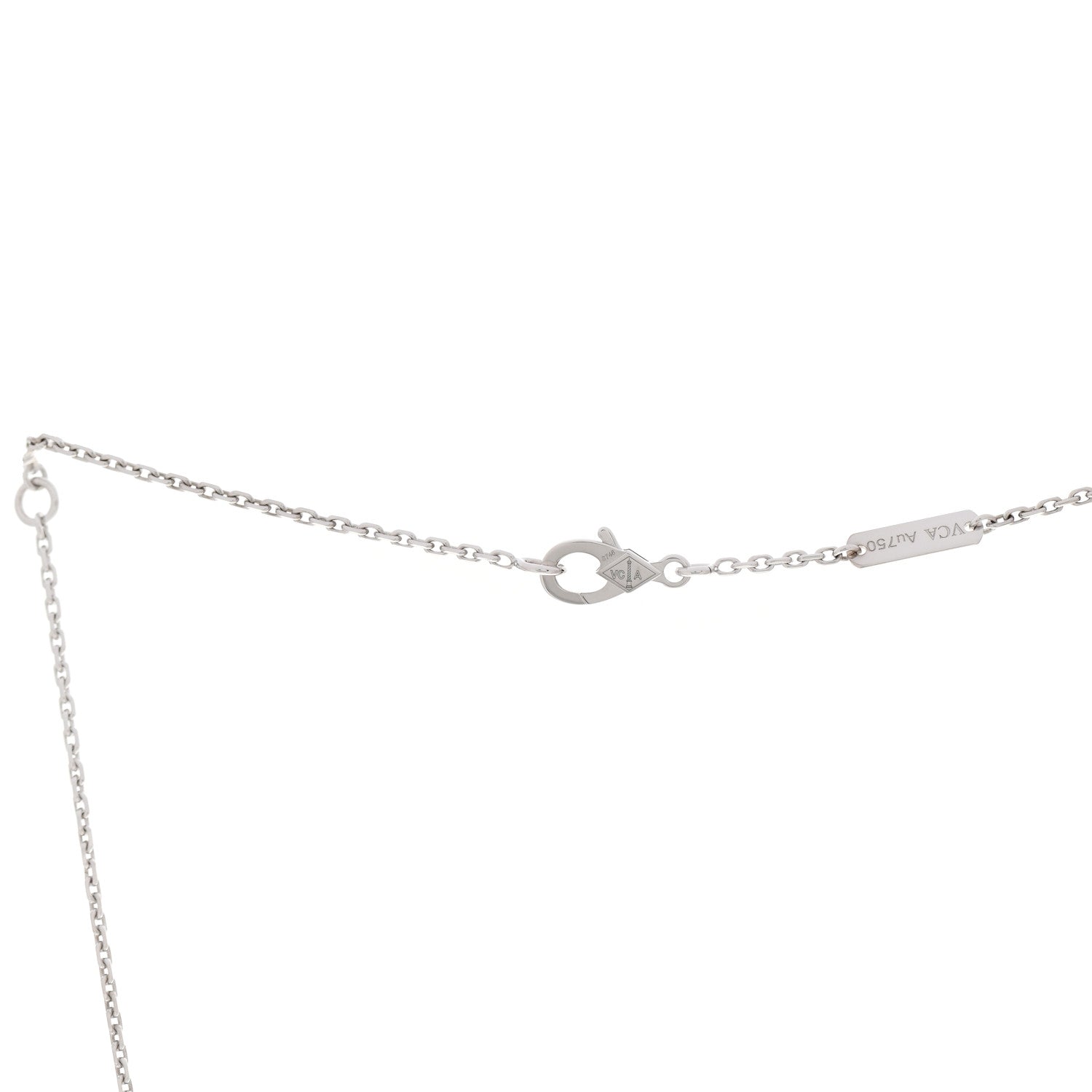 Van Cleef & Arpels 18K White Gold Chalcedony Vintage Alhambra Pendant Necklace 6 of 7