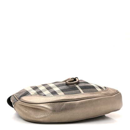 Burberry Shimmer Check Hobo Pewter 7 of 17