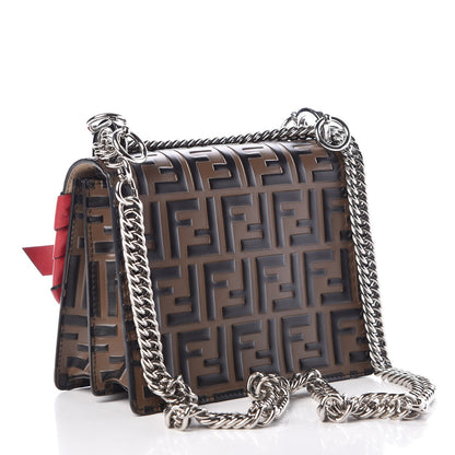 Fendi Vitello Shiny Nappa Bi-Color FF 1974 Lace Up Bow Embossed Small Kan I Shoulder Bag Maya Black Fragola 3 of 6