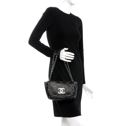 Chanel Lambskin Small Contrast Stitch Surpique Accordion Flap Black 2 of 7