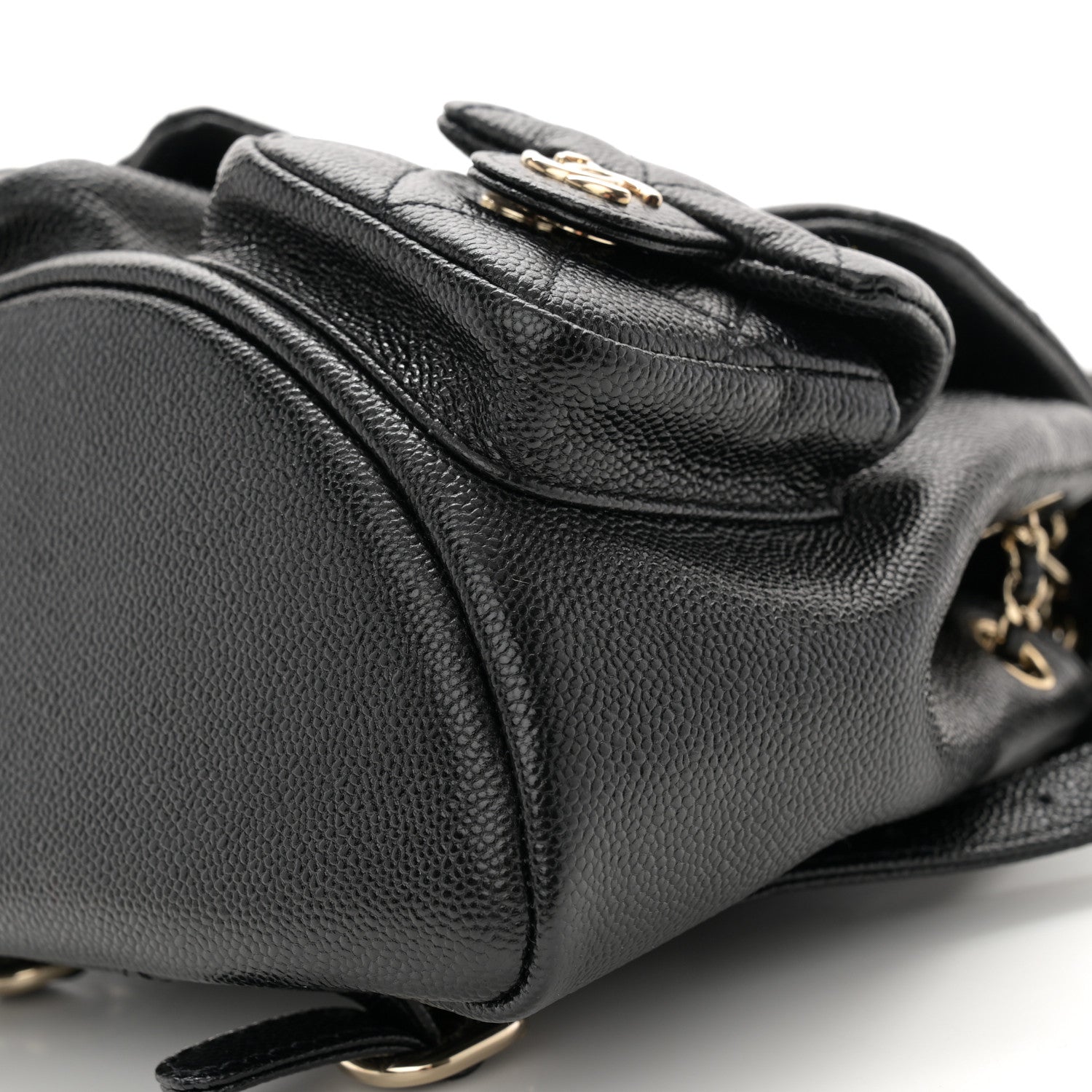 Chanel Shiny Caviar Quilted Small Duma Pockets Drawstring Backpack Black 10 of 10