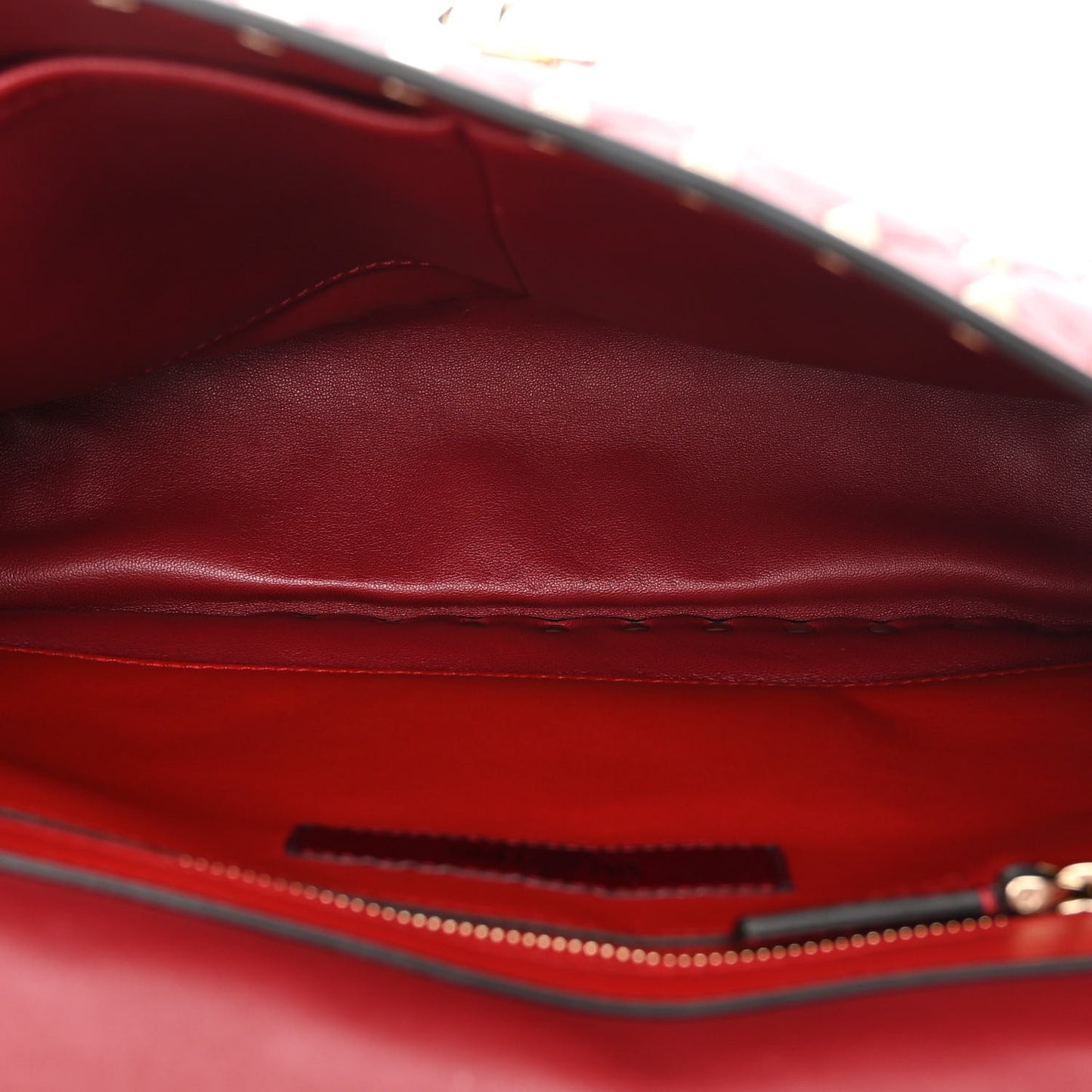 Lambskin Large Rockstud Spike Shoulder Bag Red