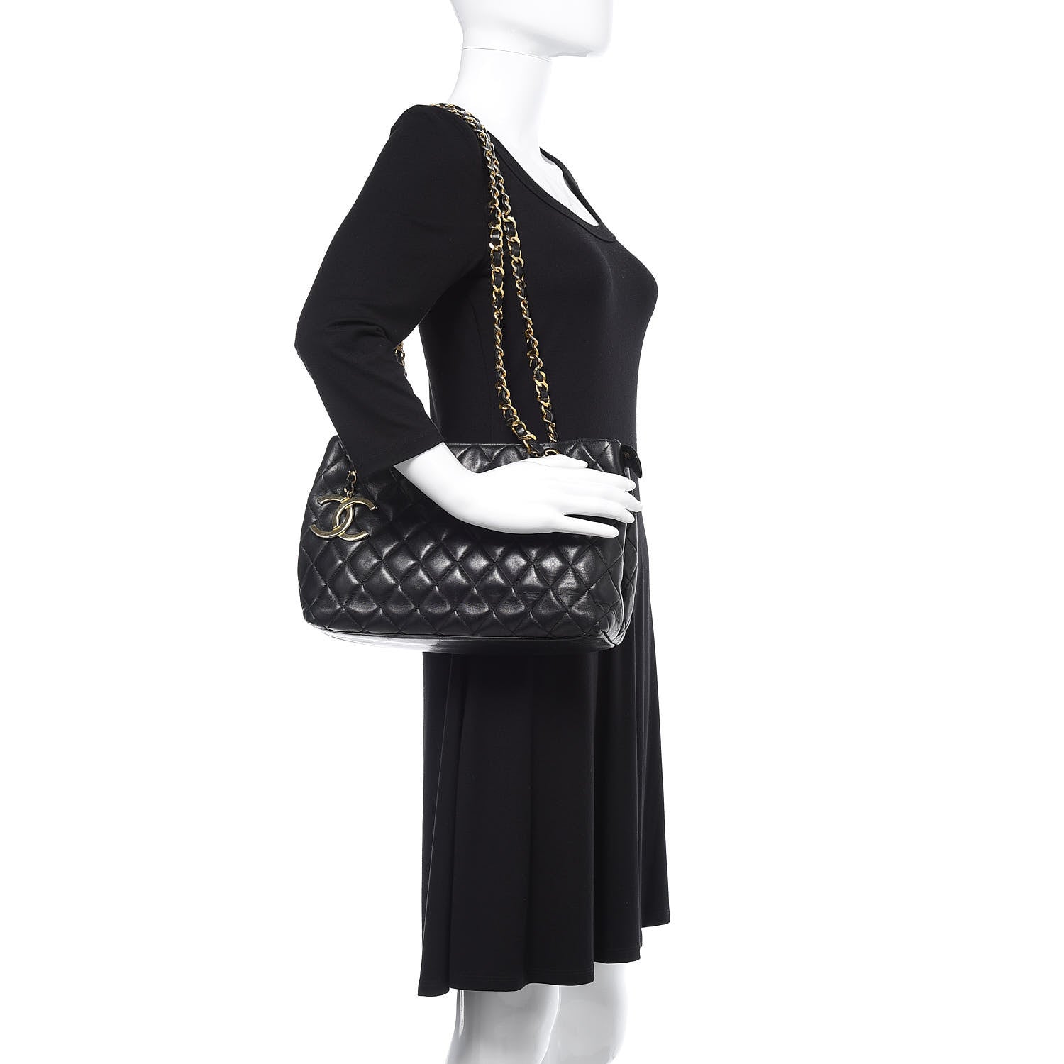 Chanel Lambskin Quilted Shopping Tote Black 2 of 18