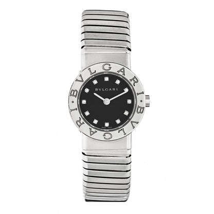 Bulgari Stainless Steel Diamond 23mm Tubogas Quartz Watch Black 1 of 4