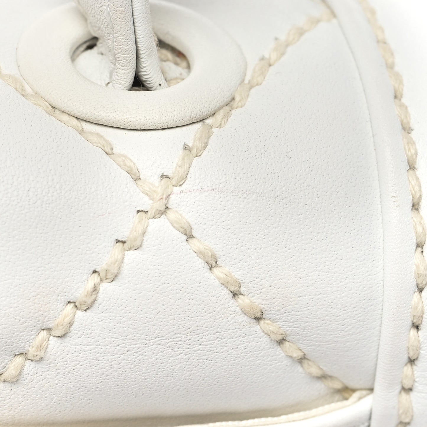 Calfskin Quilted Wild Stitch Flap White