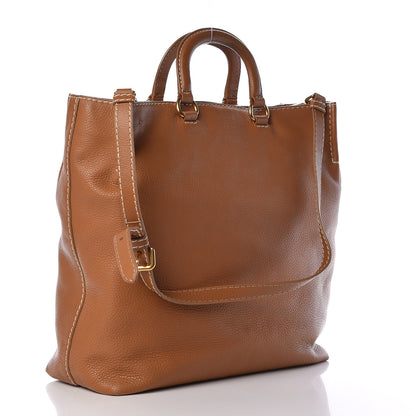 Prada Vitello Daino Logo Shopping Tote Cuoio 3 of 16