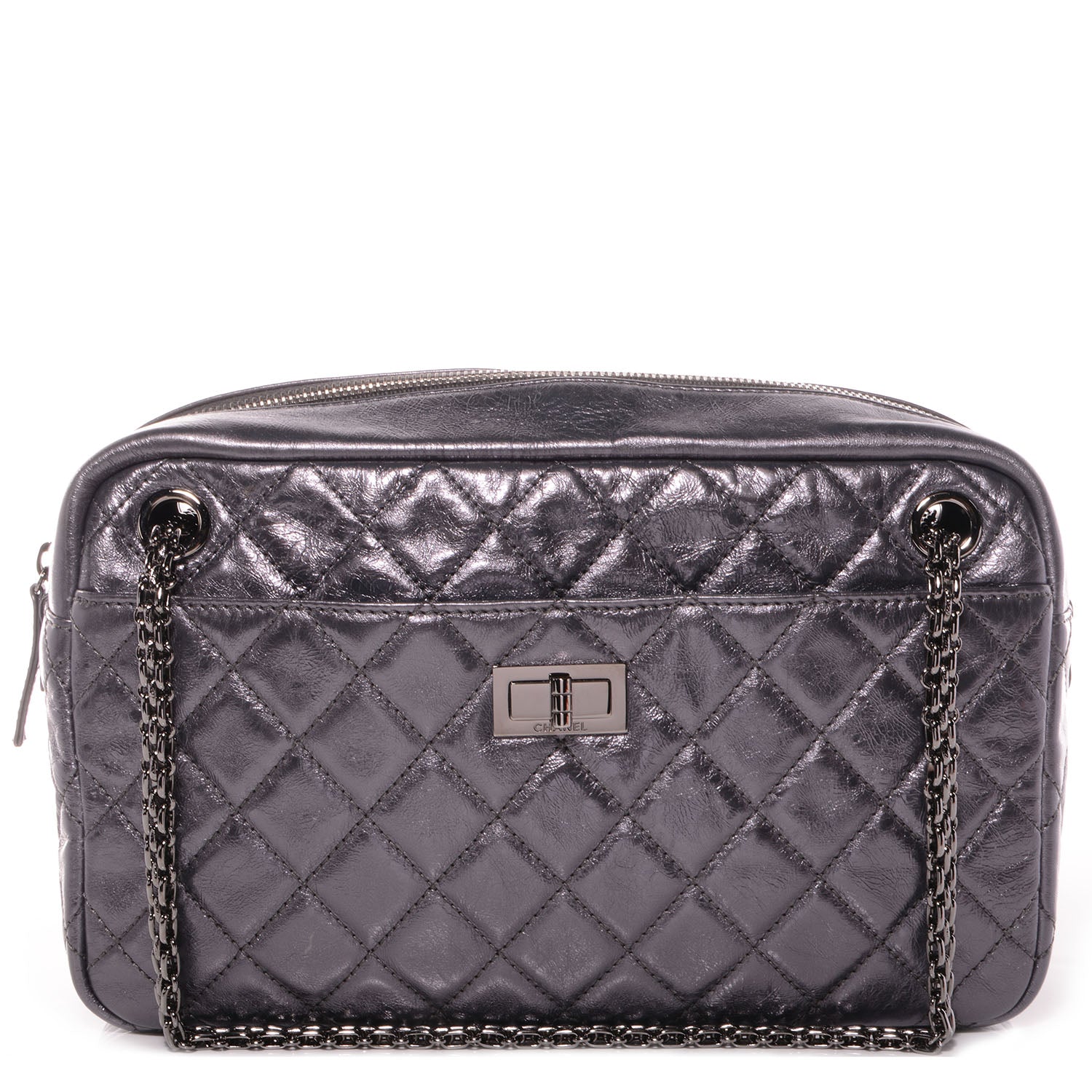 Chanel Metallic Aged Calfskin Quilted Medium Reissue Camera Case Dark Silver 1 of 7