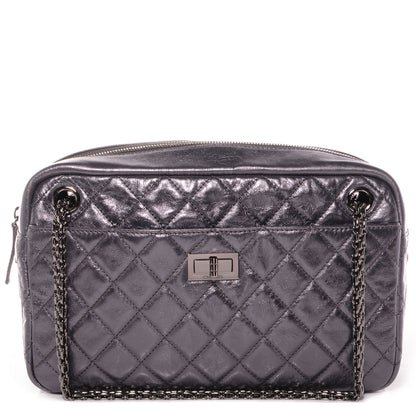 Chanel Metallic Aged Calfskin Quilted Medium Reissue Camera Case Dark Silver 1 of 7