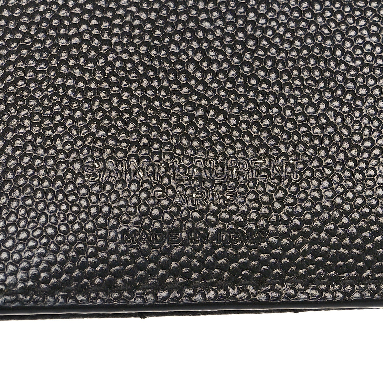 Saint Laurent Grain De Poudre Matelasse Chevron Monogram Zipped Card Case Black 6 of 7
