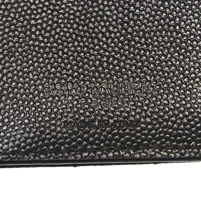 Saint Laurent Grain De Poudre Matelasse Chevron Monogram Zipped Card Case Black 6 of 7