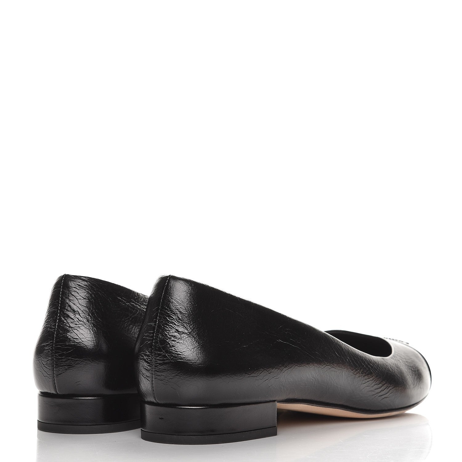 Chanel Glazed Calfskin Patent CC Cap Toe Ballerina Flats 40.5 Black 4 of 13