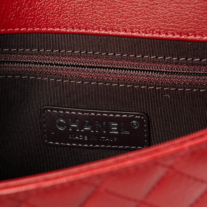Chanel Goatskin Quilted Small CC University Top Handle Flap Red 6 of 7