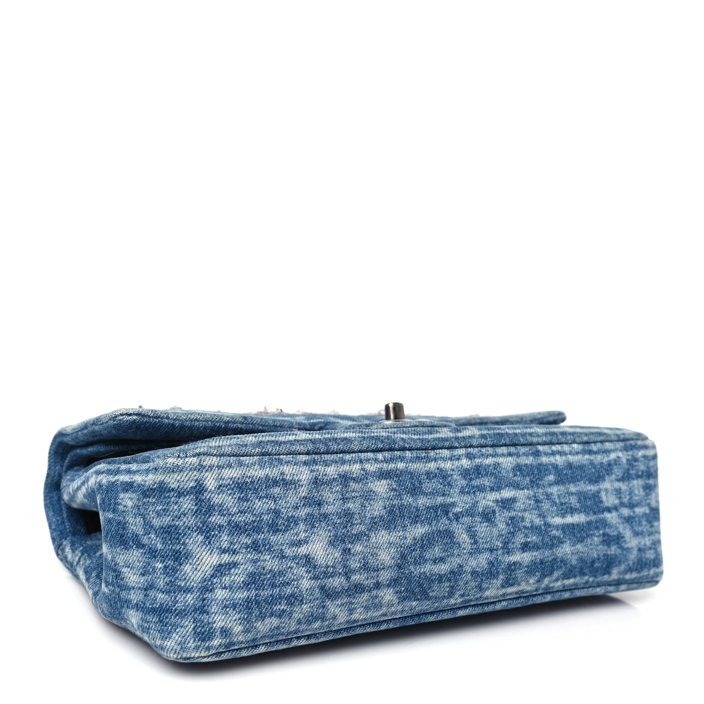 Denim Tweed Quilted Medium Double Flap Blue