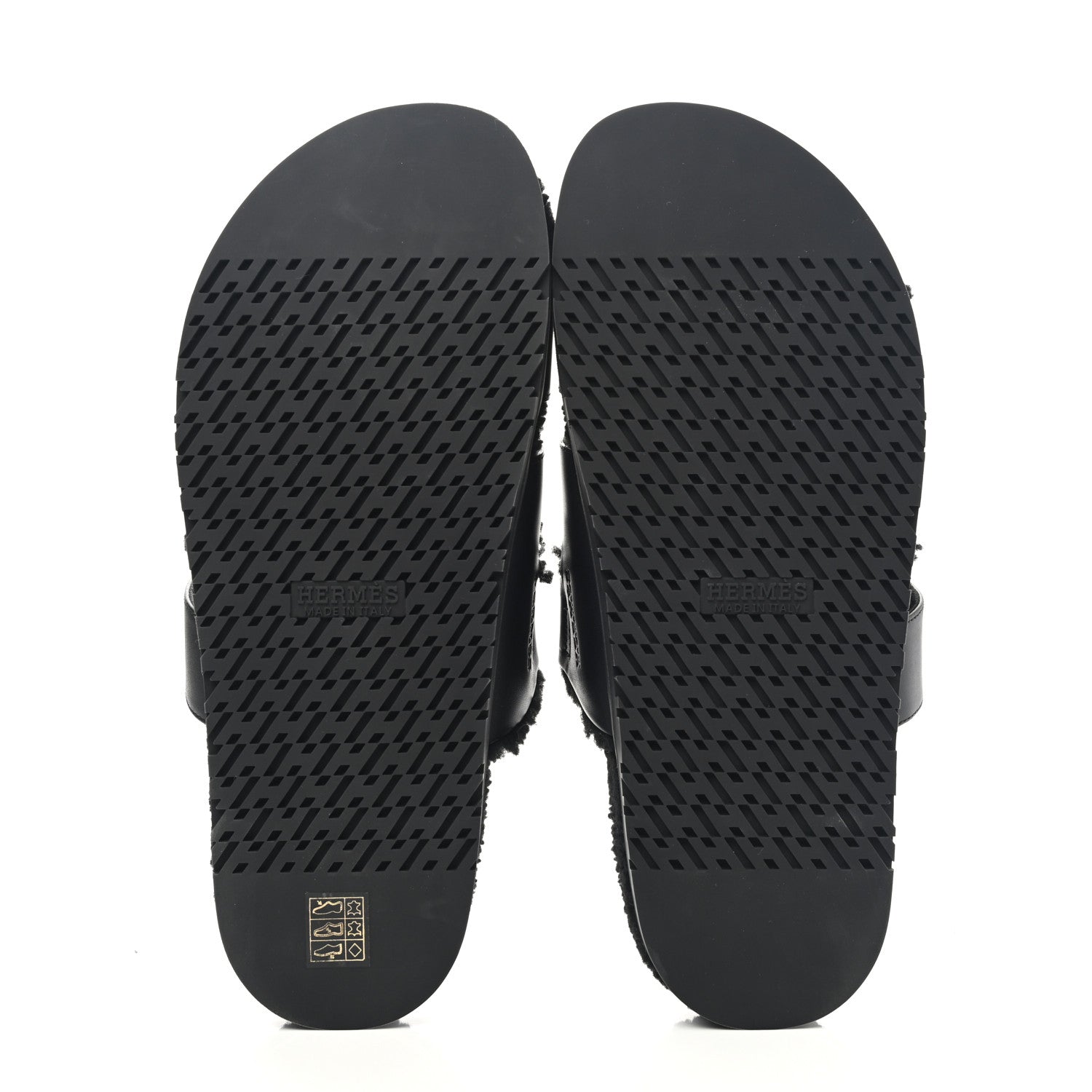 Hermes Calfskin Woolskin Mens Chypre Sandals 43 Black 5 of 8