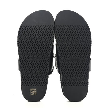 Hermes Calfskin Woolskin Mens Chypre Sandals 43 Black 5 of 8