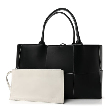 Bottega Veneta Nappa Maxi Intrecciato Medium Arco Tote Black White 3 of 11