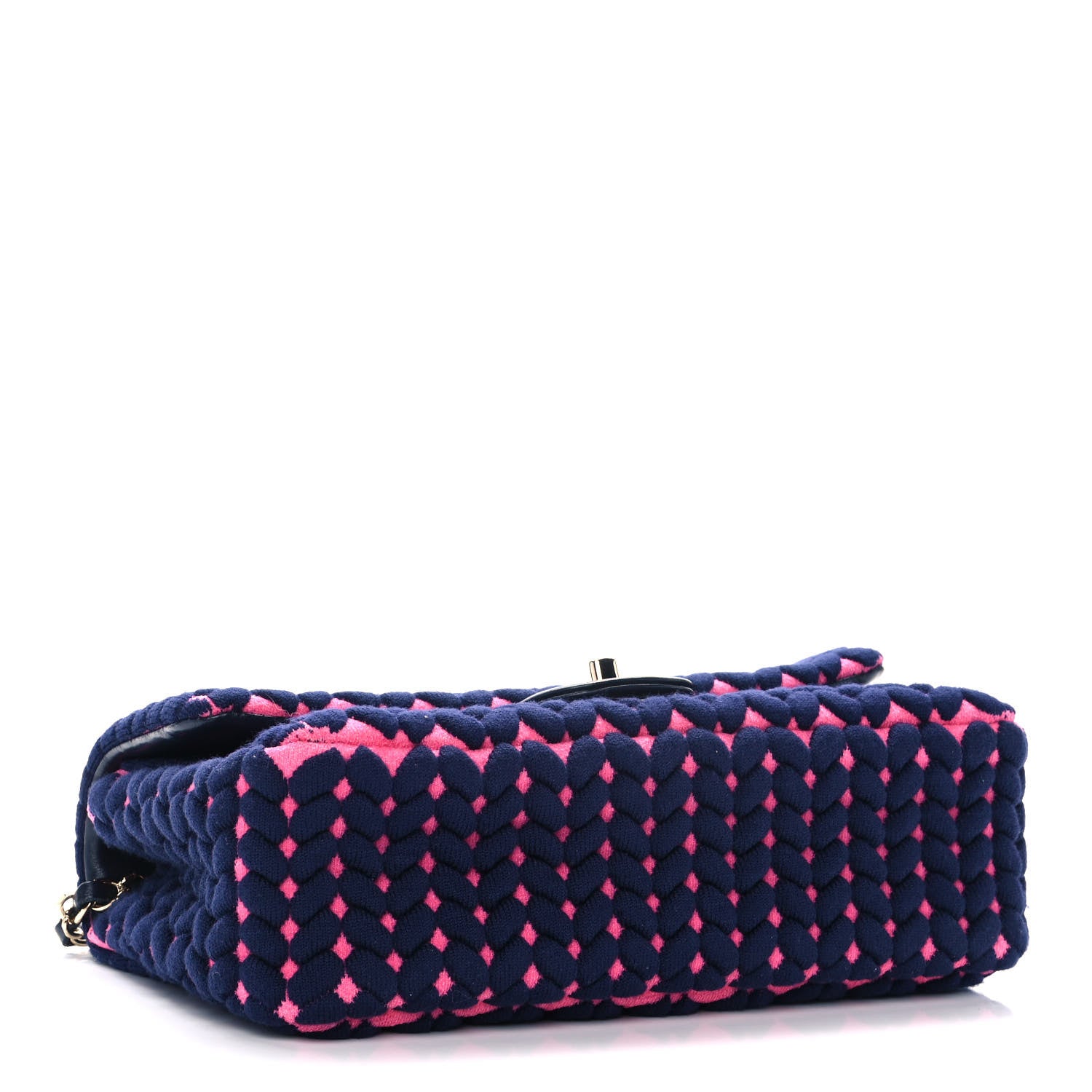 Chanel Woven Jersey Medium Single Flap Pink Navy 4 of 10