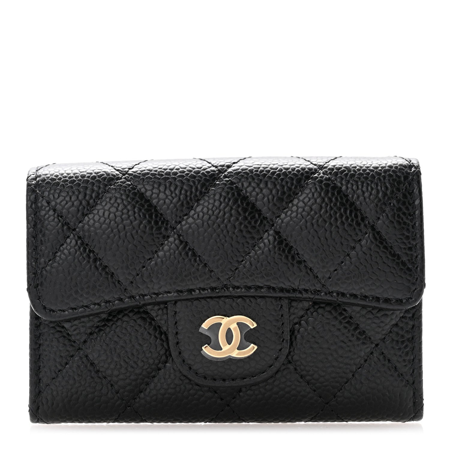 Chanel Caviar Quilted Flap Card Holder Wallet Black 1 of 8