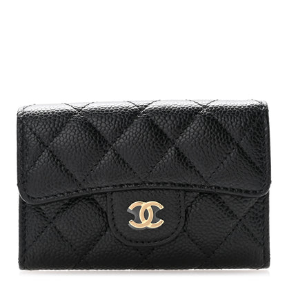 Chanel Caviar Quilted Flap Card Holder Wallet Black 1 of 8