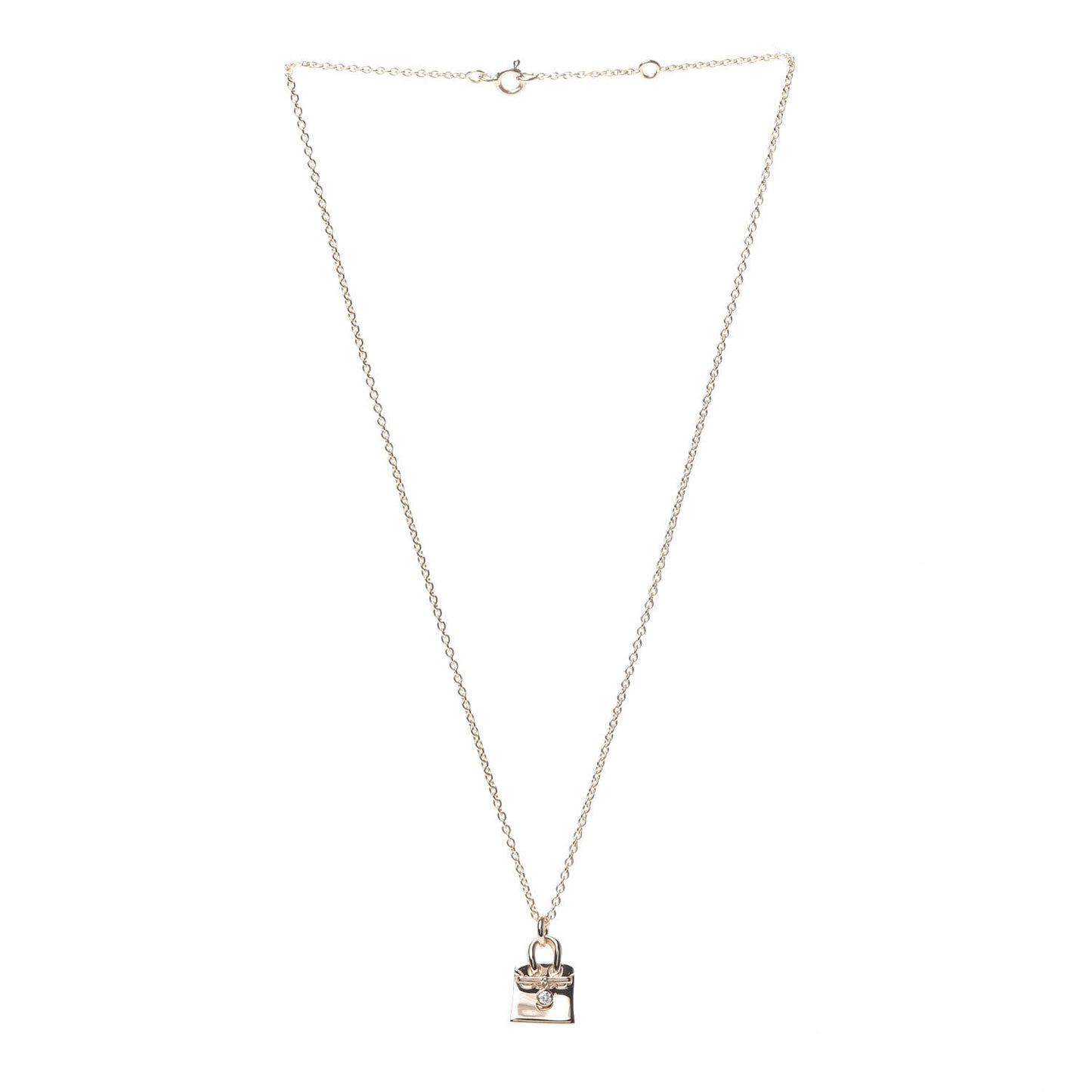 18K Rose Gold Diamond Birkin Pendant Necklace