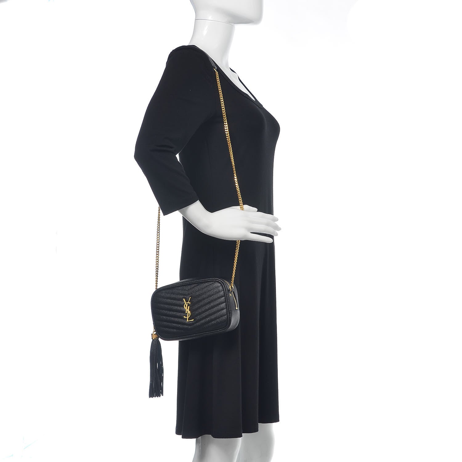 Saint Laurent Grain De Poudre Matelasse Monogram Mini Lou Camera Bag Black 2 of 10