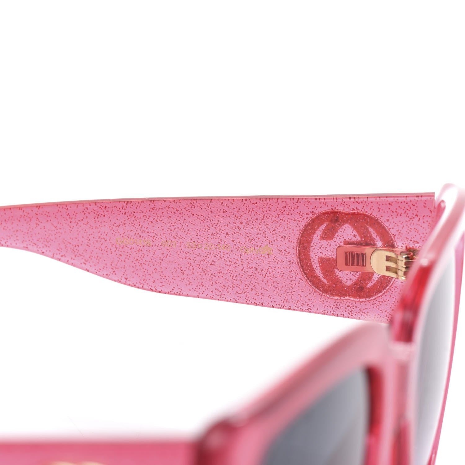 Gucci Acetate Square Frame Glitter GG0142SA Sunglasses Red Grey 6 of 6