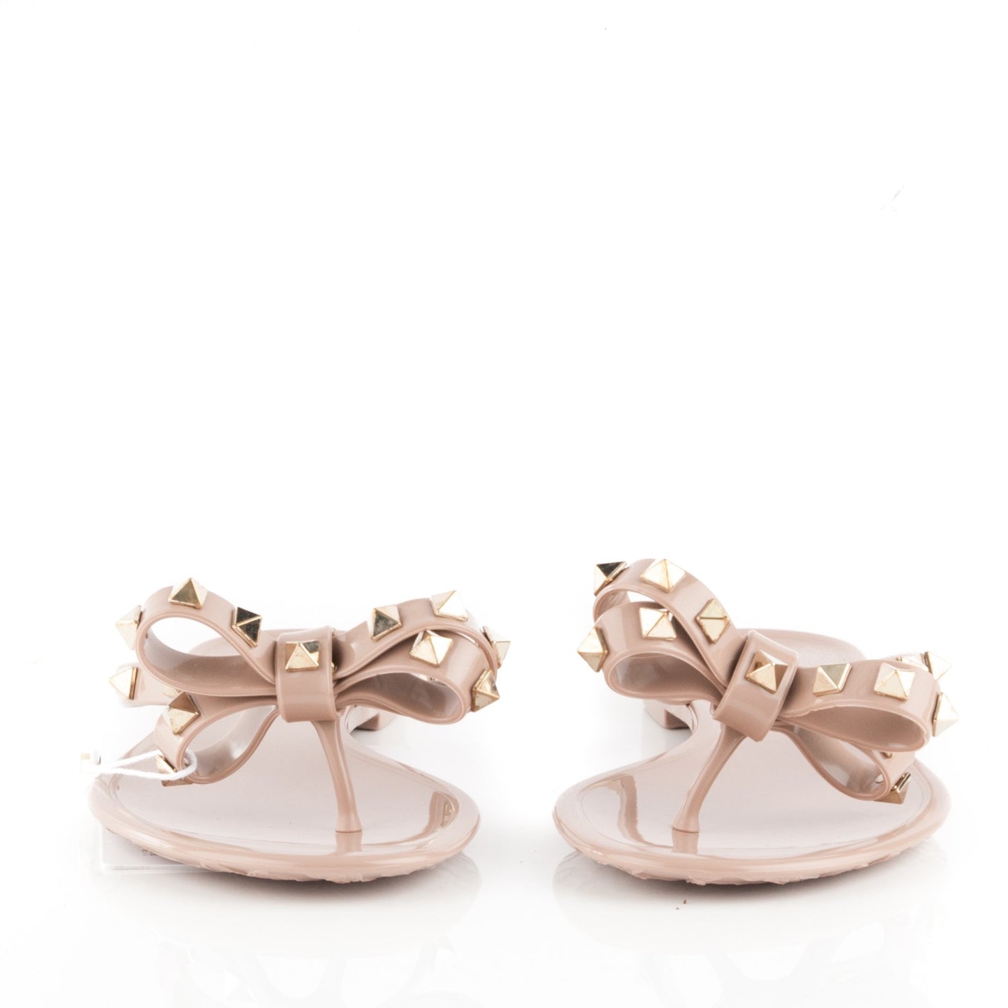 PVC Jelly Rockstud Bow Thong Sandals 36 Poudre