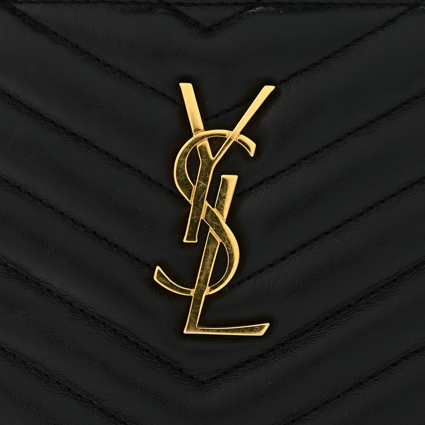 Calfskin Matelasse Chevron Monogram Pouch Black