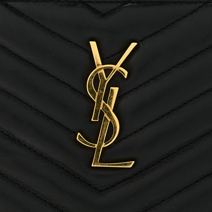 Saint Laurent Calfskin Matelasse Chevron Monogram Pouch Black 9 of 9
