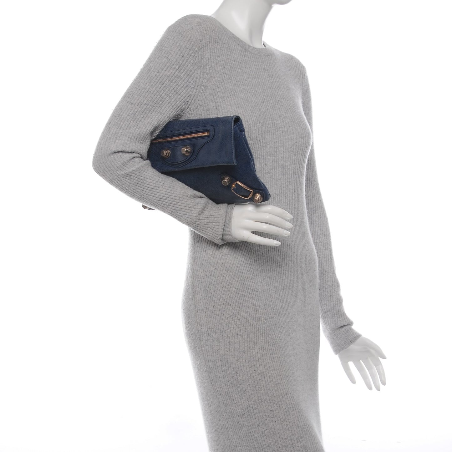 Agneau Giant 21 Rose Gold Hardware Envelope Clutch Bleu Roi