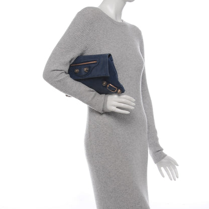 Balenciaga Agneau Giant 21 Rose Gold Hardware Envelope Clutch Bleu Roi 2 of 7