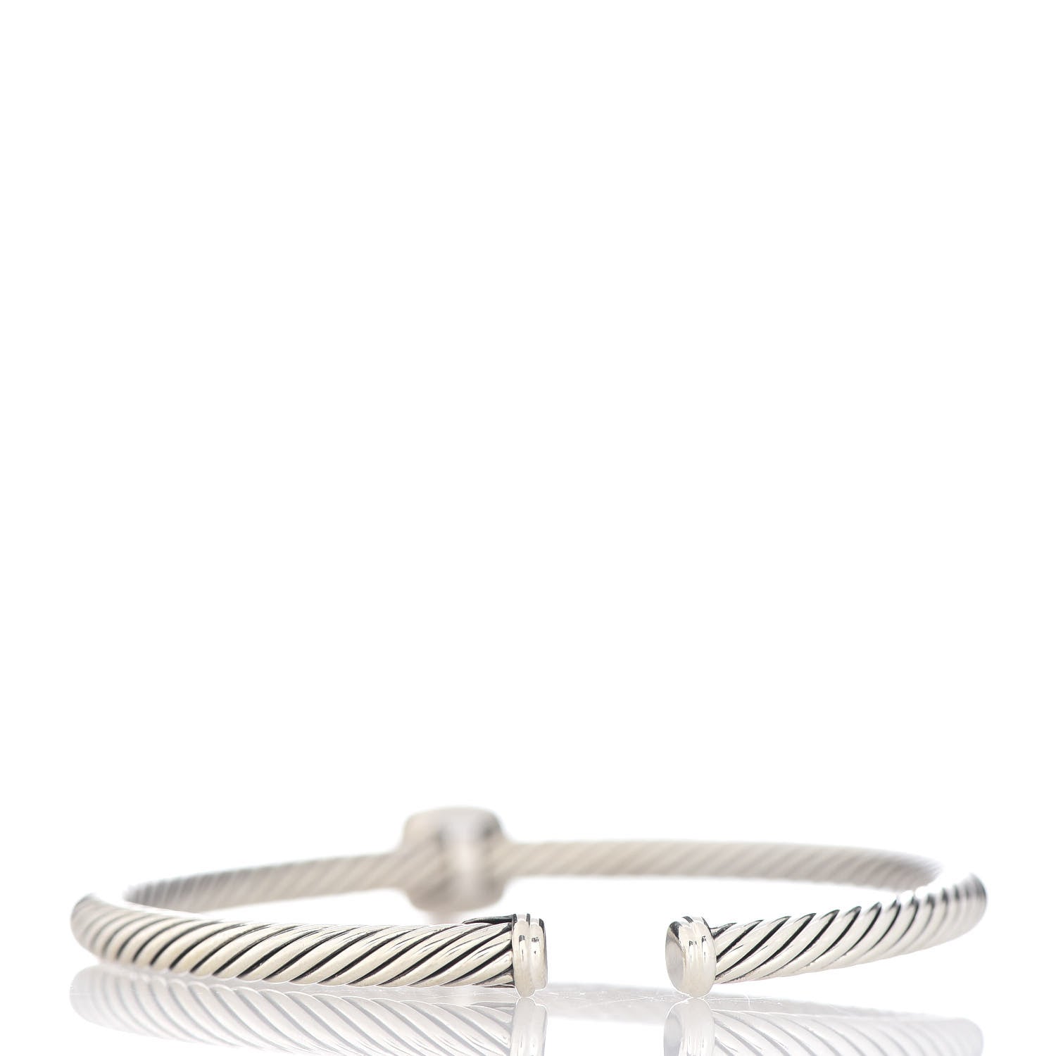 David Yurman Sterling Silver 18K Yellow Gold Smoky Quartz 4mm Noblesse Cable Bracelet 3 of 4