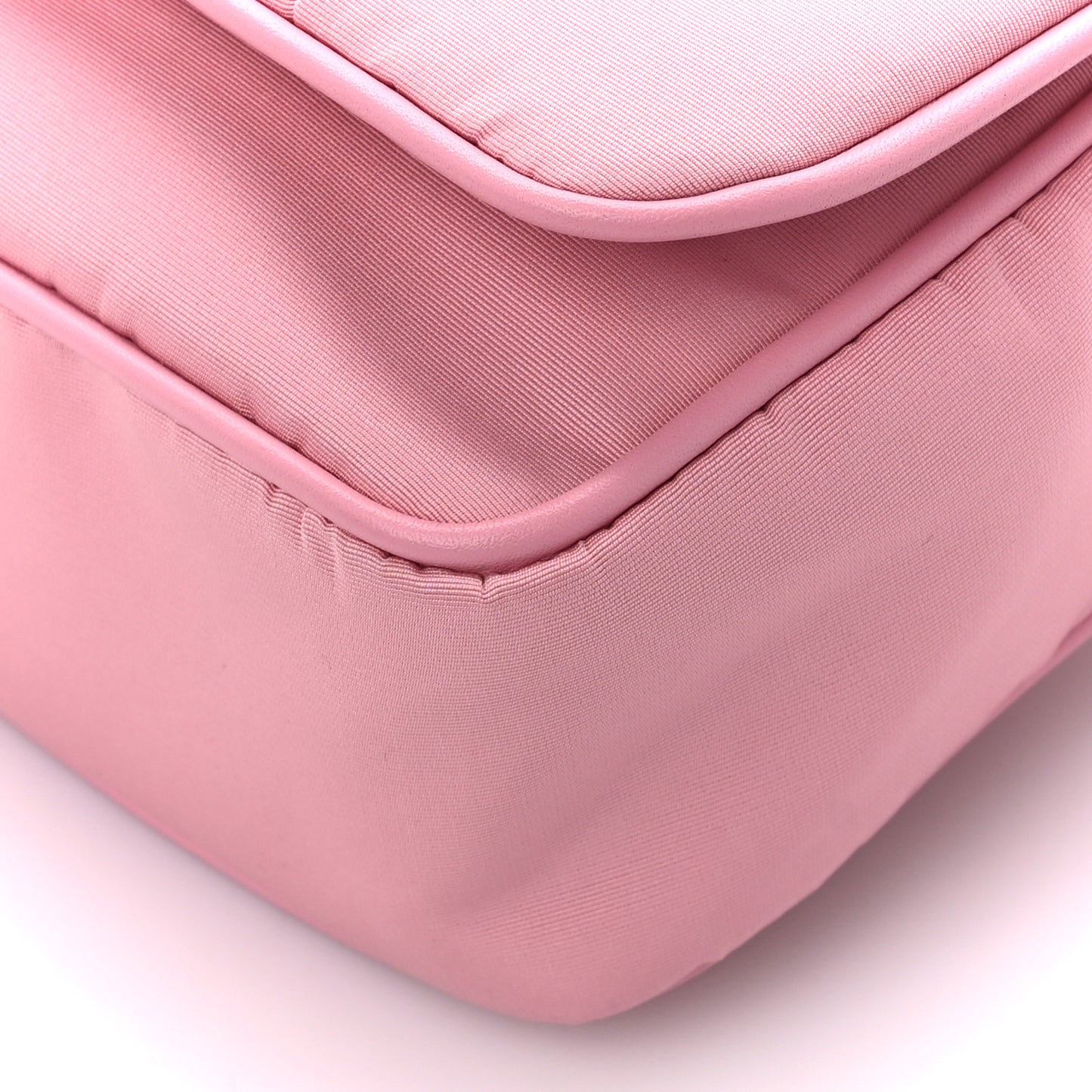 Nylon Skull Camera Crossbody Bag Pink
