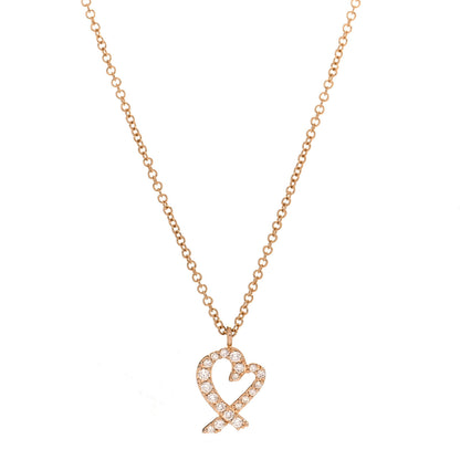 Tiffany 18K Rose Gold Diamond Mini Paloma Picasso Loving Heart Pendant Necklace 1 of 5