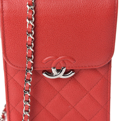 Chanel Grained Calfskin Quilted CC Box Clutch With Chain Red 11 of 12